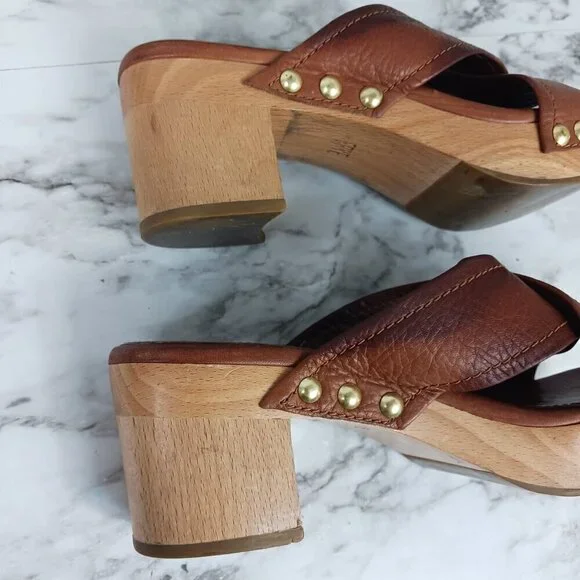 FRYE Womens Fiona Slide Cross Strap Dress Sandals Brown Leather Size 7M - Picture 5 of 14